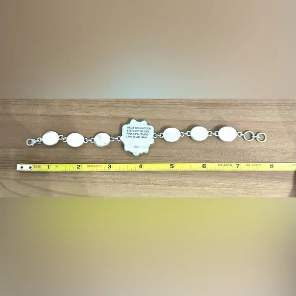 NWT Sterling Silver Pink Opal and Kingman Turquoise Bracelet - Picture 8 of 14